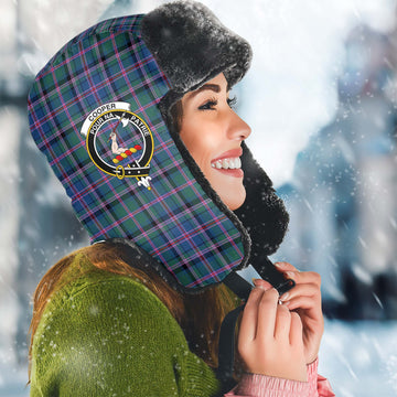 Cooper Tartan Winter Trapper Hat with Family Crest