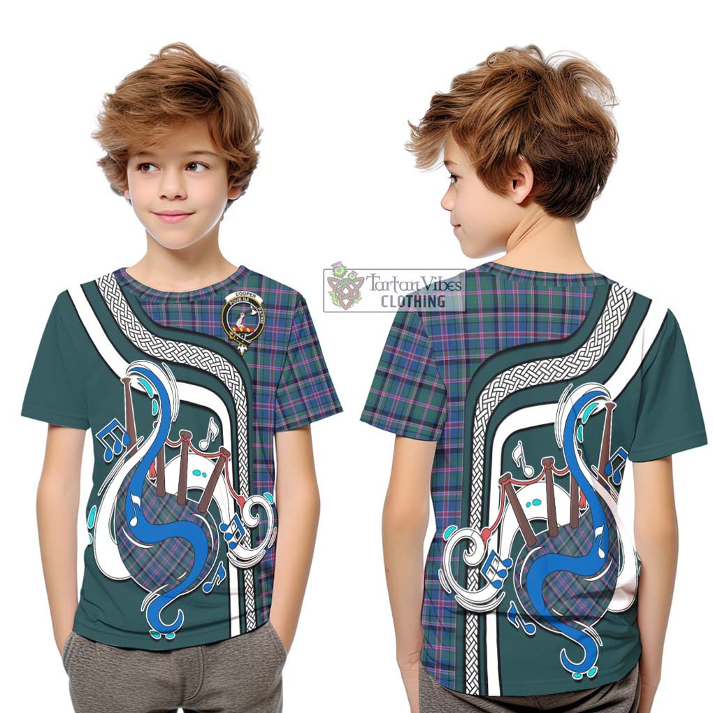 Tartan Vibes Clothing Cooper Tartan Kid T-Shirt with Epic Bagpipe Style