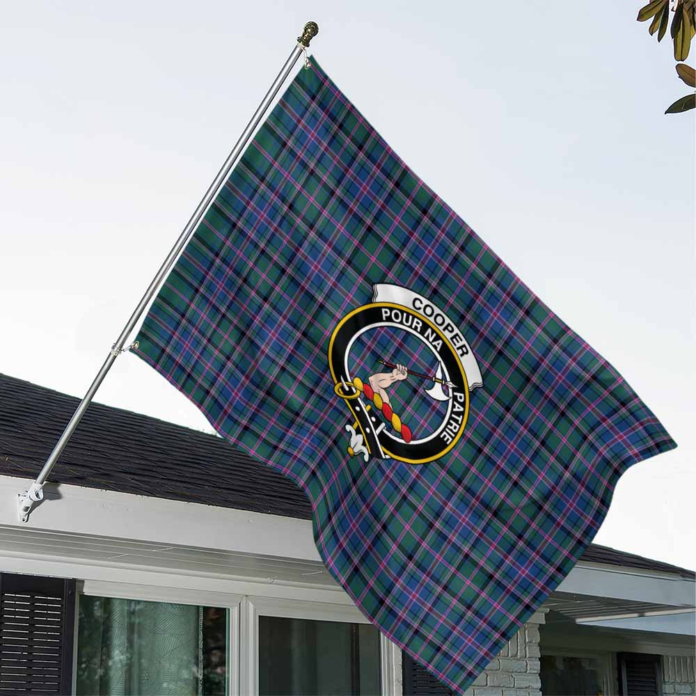 Tartan Vibes Clothing Cooper Tartan House Flag with Family Crest