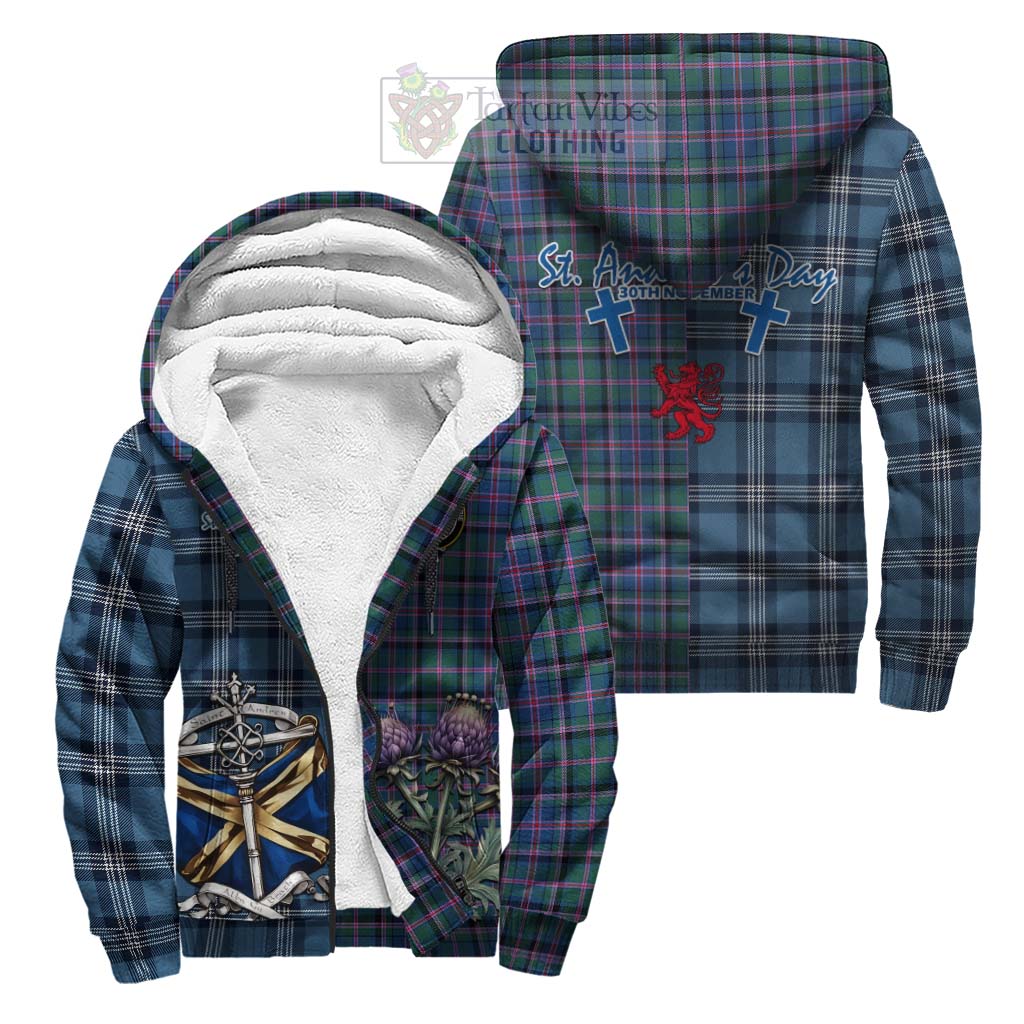 Tartan Vibes Clothing Cooper Tartan Sherpa Hoodie Happy St. Andrew's Day Half Tartan Style