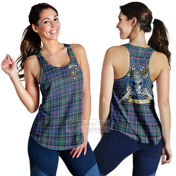 Cooper Tartan Women's Racerback Tanks with Family Crest Celtic Skull Style