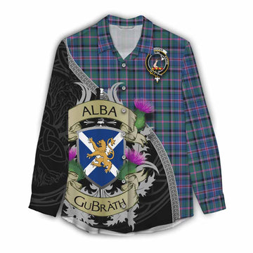 Cooper Tartan Family Crest Women's Casual Shirt Lion Rampant Royal Thistle Shield Celtic Inspired Female - Tartan Vibes Clothing