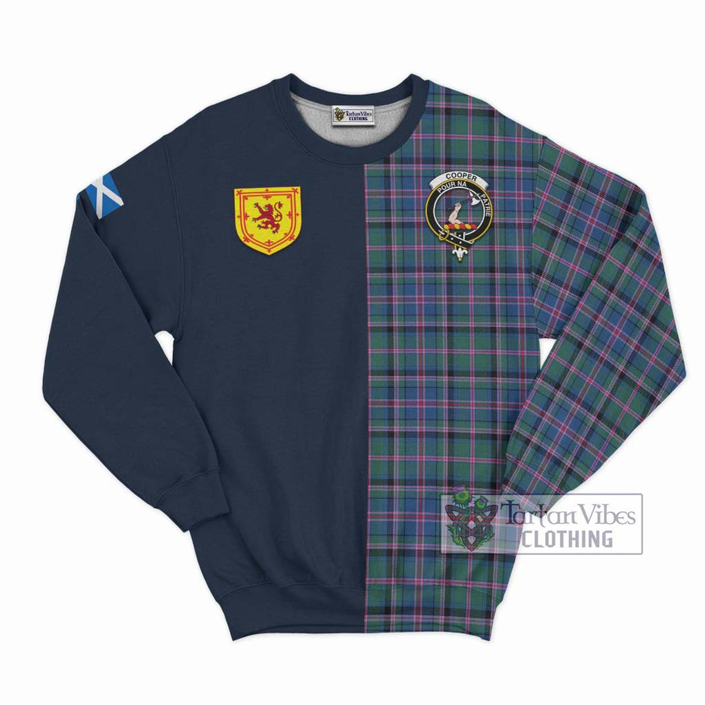 Tartan Vibes Clothing Cooper Tartan Sweatshirt with Scottish Lion Royal Arm Half Style