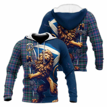 Cooper Tartan Family Crest Knitted Hoodie with Scottish Majestic Lion