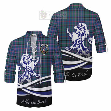 Cooper Tartan Ghillie Kilt Shirt with Alba Gu Brath Regal Lion Emblem