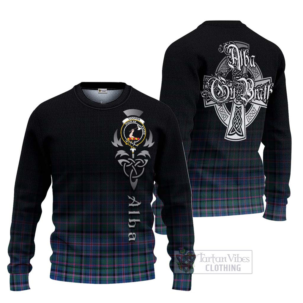 Tartan Vibes Clothing Cooper Tartan Knitted Sweater Featuring Alba Gu Brath Family Crest Celtic Inspired