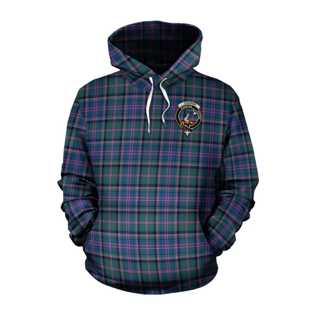 Tartan Vibes Clothing Cooper Tartan Cotton Hoodie with Family Crest Celtic Skull Style