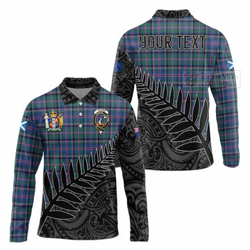 Cooper Crest Tartan Long Sleeve Polo Shirt with New Zealand Silver Fern Half Style