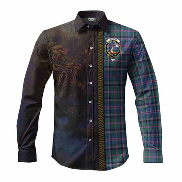 Cooper Tartan Family Crest Long Sleeve Button Shirt Alba Gu Brath Be Brave Lion Ancient Style Men's Shirt S - Tartan Vibes Clothing