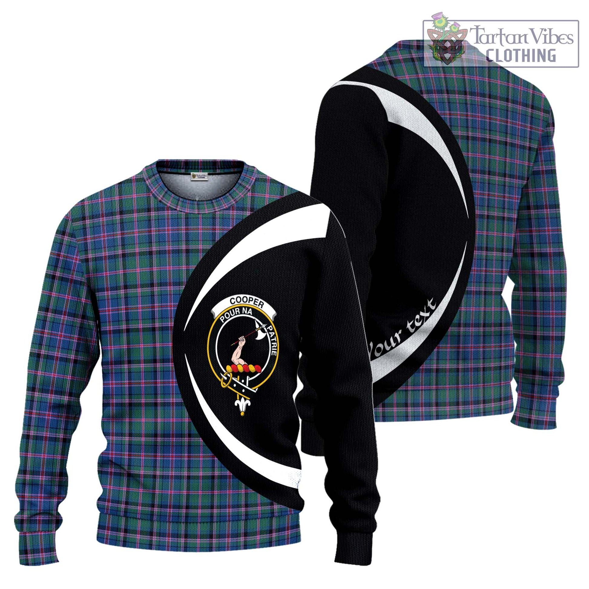 Cooper Tartan Ugly Sweater with Family Crest Circle Style Unisex - Tartan Vibes Clothing