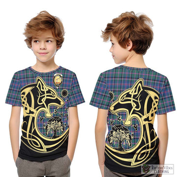 Cooper Tartan Kid T-Shirt with Family Crest Celtic Wolf Style