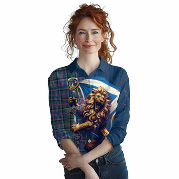 Cooper Tartan Family Crest Women's Casual Shirt with Scottish Majestic Lion