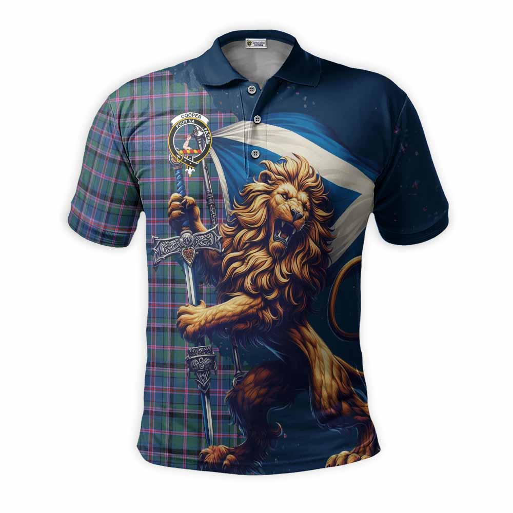 Tartan Vibes Clothing Cooper Tartan Family Crest Men's Polo Shirt with Scottish Majestic Lion