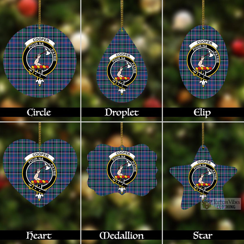 Tartan Vibes Clothing Cooper Tartan Christmas Aluminium Ornament with Family Crest