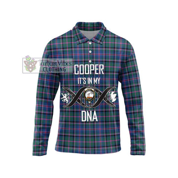 Cooper Tartan Long Sleeve Polo Shirt with Family Crest DNA In Me Style