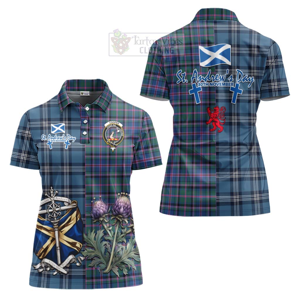 Tartan Vibes Clothing Cooper Tartan Women's Polo Shirt Happy St. Andrew's Day Half Tartan Style