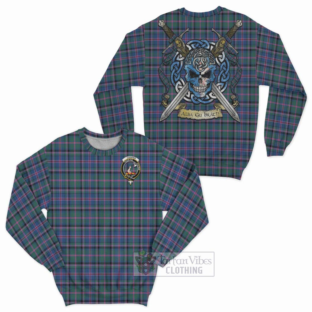 Tartan Vibes Clothing Cooper Tartan Sweatshirt with Family Crest Celtic Skull Style