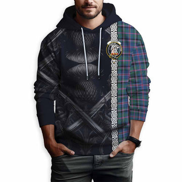 Cooper Tartan Hoodie with Family Crest Cross Sword Thistle Celtic Vibes