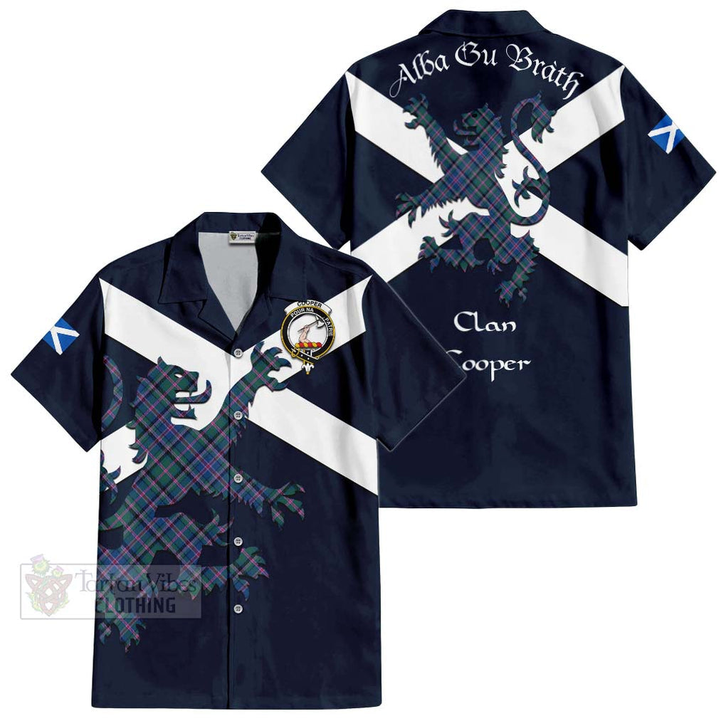 Tartan Vibes Clothing Cooper Tartan Lion Rampant Short Sleeve Button Shirt – Proudly Display Your Heritage with Alba Gu Brath and Clan Name