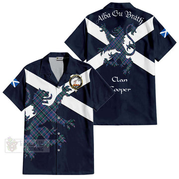 Cooper Tartan Lion Rampant Short Sleeve Button Shirt  Proudly Display Your Heritage with Alba Gu Brath and Clan Name