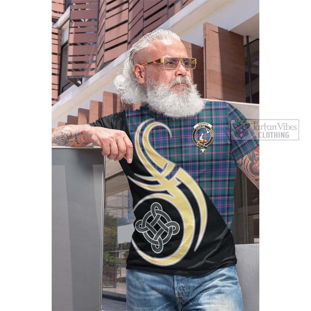 Tartan Vibes Clothing Cooper Tartan Cotton T-shirt with Family Crest and Celtic Symbol Style