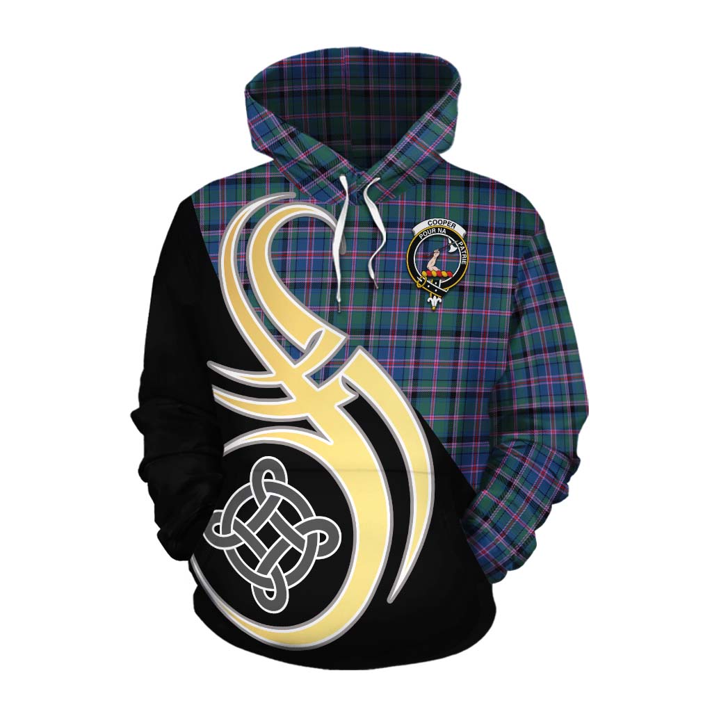 Tartan Vibes Clothing Cooper Tartan Cotton Hoodie with Family Crest and Celtic Symbol Style