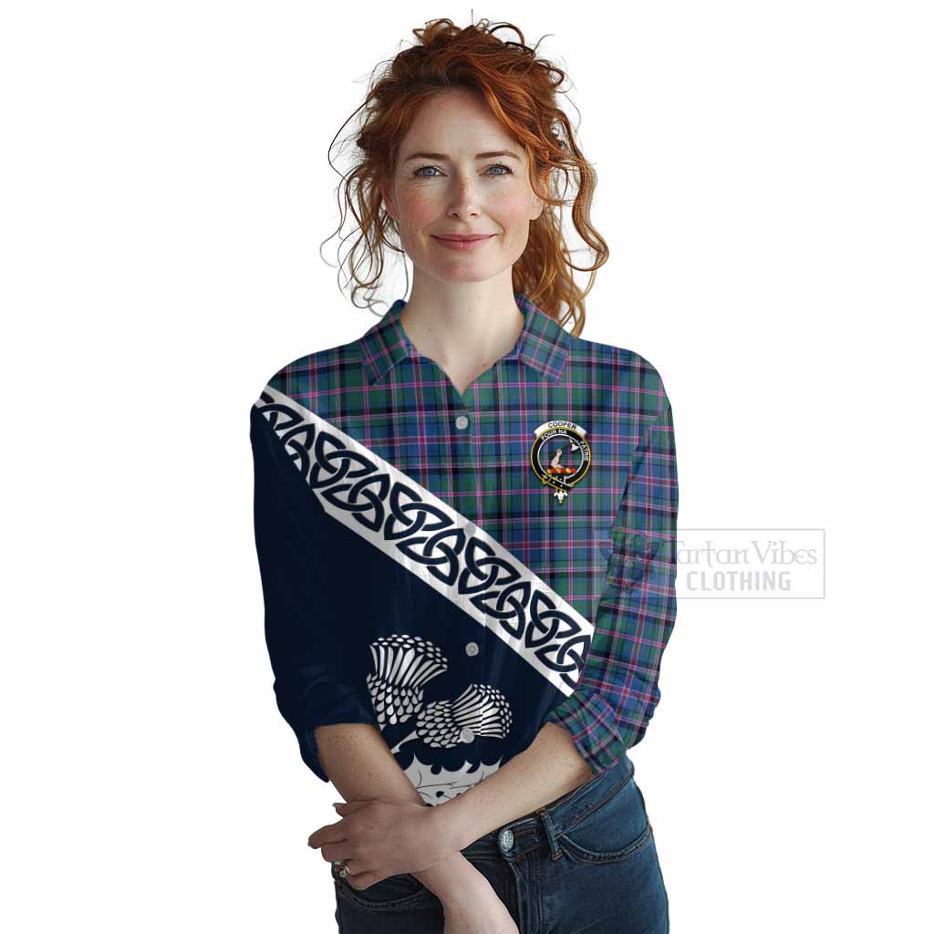 Tartan Vibes Clothing Cooper Tartan Women's Casual Shirt Featuring Thistle and Scotland Map