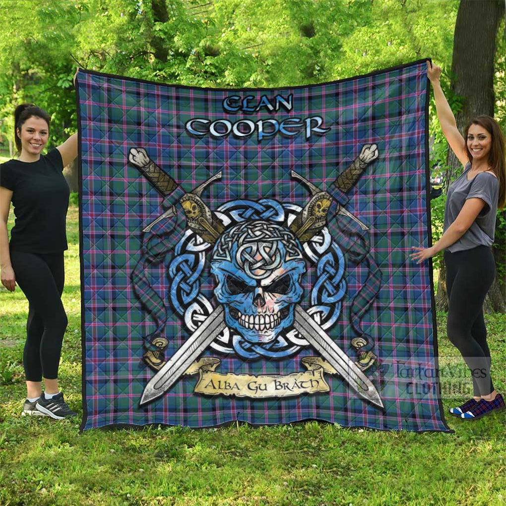 Tartan Vibes Clothing Cooper Tartan Quilt with Celtic Skull Alba Gu Brath Style