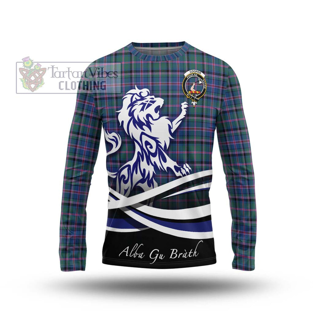 Cooper Tartan Long Sleeve T-Shirt with Alba Gu Brath Regal Lion Emblem Unisex - Tartanvibesclothing Shop