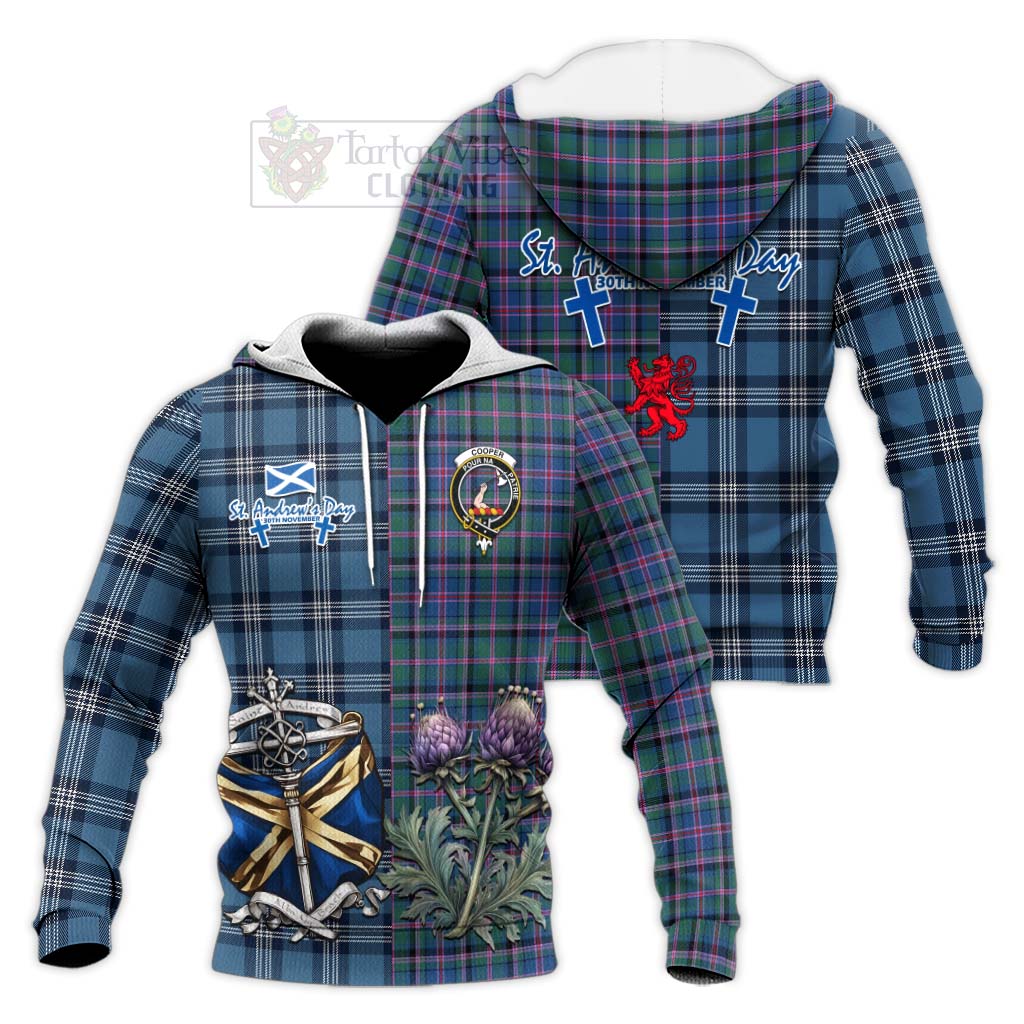 Tartan Vibes Clothing Cooper Tartan Knitted Hoodie Happy St. Andrew's Day Half Tartan Style