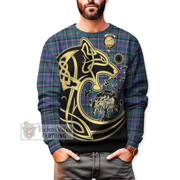 Cooper Tartan Sweatshirt with Family Crest Celtic Wolf Style