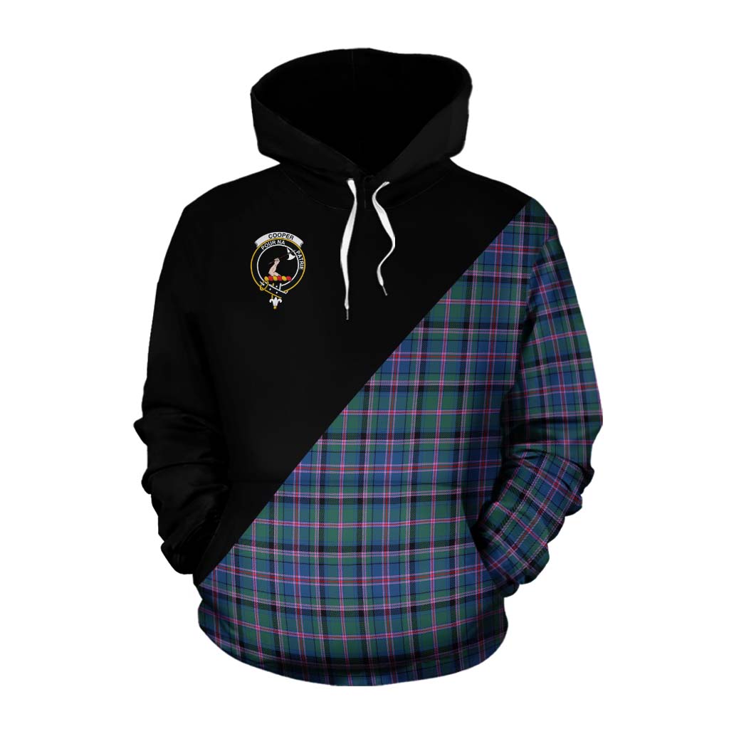 Tartan Vibes Clothing Cooper Tartan Cotton Hoodie with Family Crest and Military Logo Style