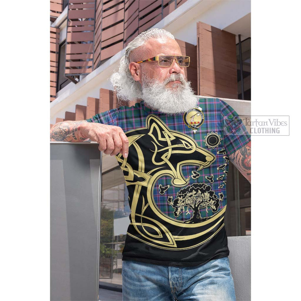 Tartan Vibes Clothing Cooper Tartan Cotton T-shirt with Family Crest Celtic Wolf Style