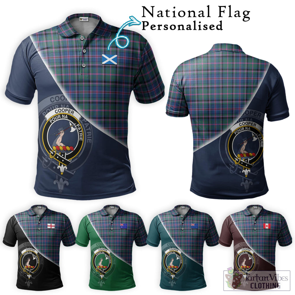 Cooper Tartan Polo Shirt with Personalised National Flag and Family Crest Half Style Maroon - Tartanvibesclothing Shop