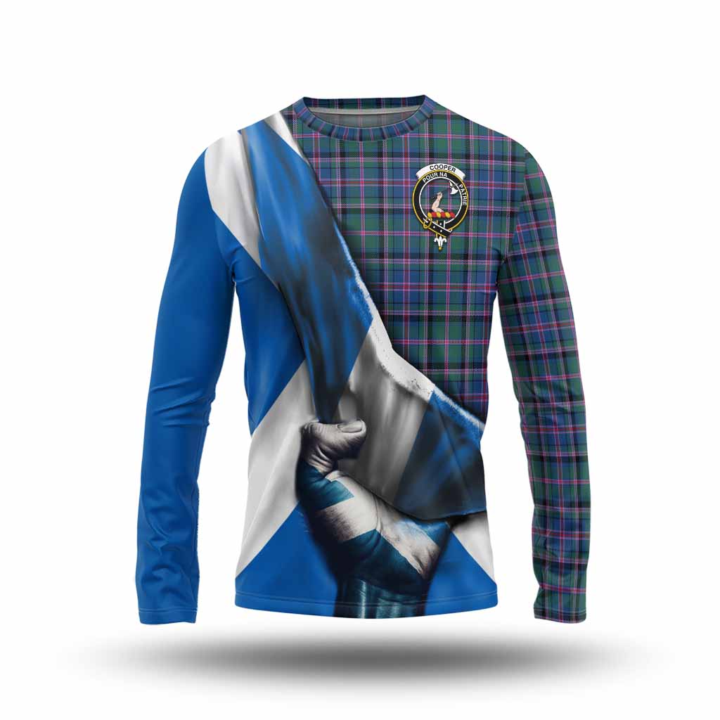 Tartan Vibes Clothing Cooper Tartan Long Sleeve T-Shirt with Family Crest Scotland Patriotic Style