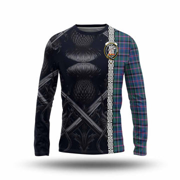 Cooper Tartan Long Sleeve T-Shirt with Family Crest Cross Sword Thistle Celtic Vibes