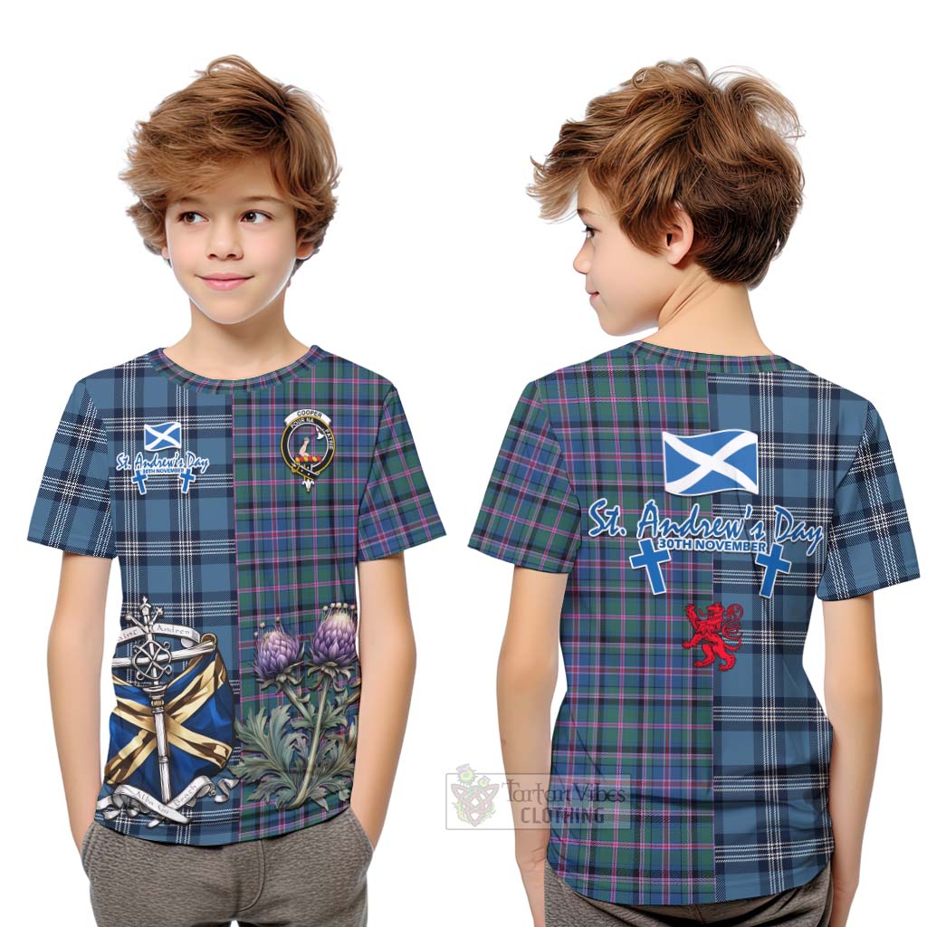 Tartan Vibes Clothing Cooper Tartan Kid T-Shirt Happy St. Andrew's Day Half Tartan Style