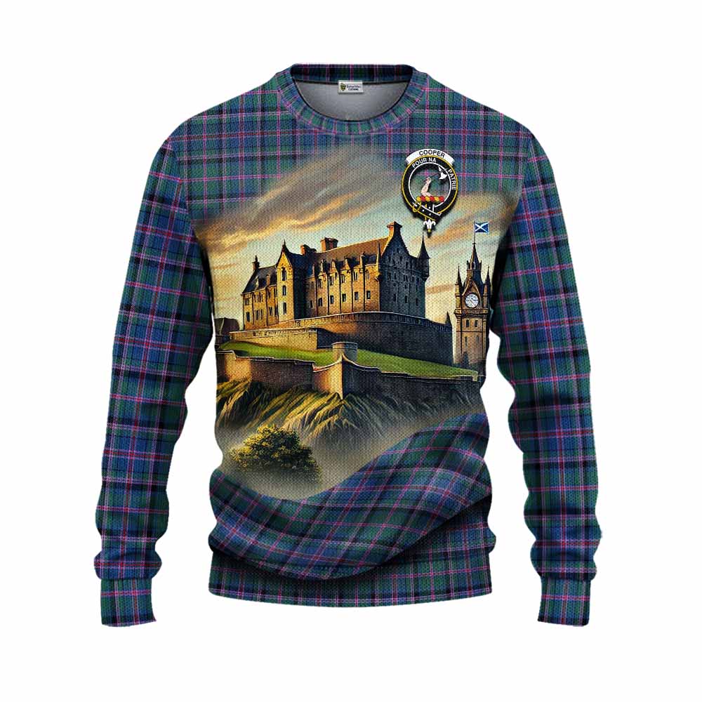 Cooper Tartan Family Crest Knitted Sweater with Scottish Ancient Castle Style Unisex - Tartan Vibes Clothing