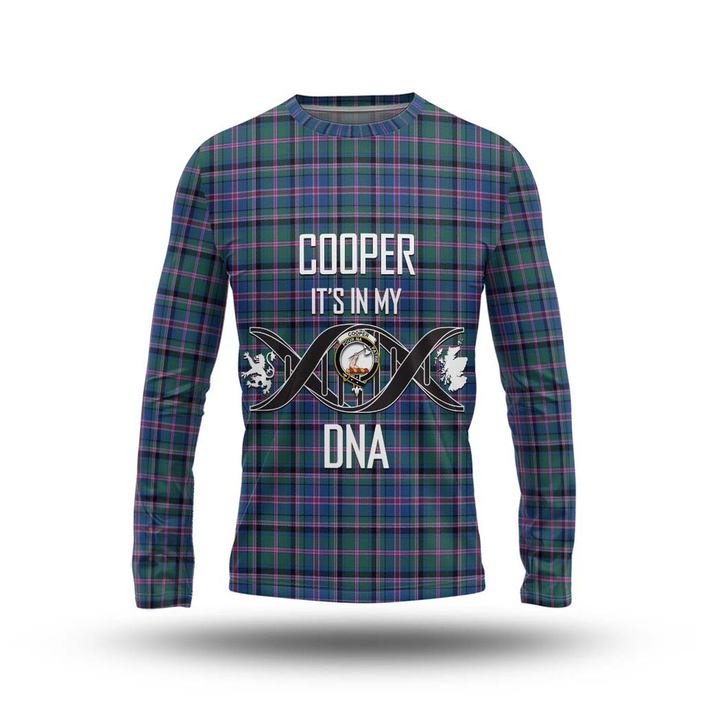 Cooper Tartan Long Sleeve T-Shirt with Family Crest DNA In Me Style Unisex - Tartanvibesclothing Shop