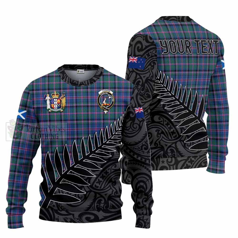 Tartan Vibes Clothing Cooper Crest Tartan Knitted Sweater with New Zealand Silver Fern Half Style