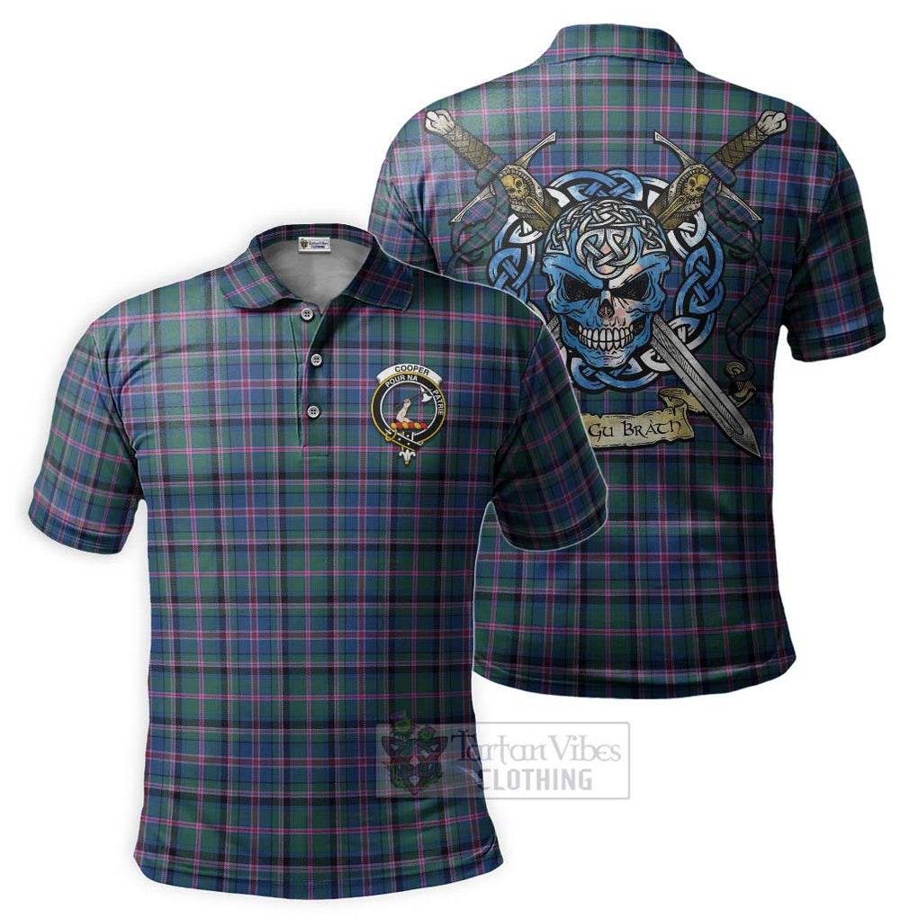 Tartan Vibes Clothing Cooper Tartan Polo Shirt with Family Crest Celtic Skull Style