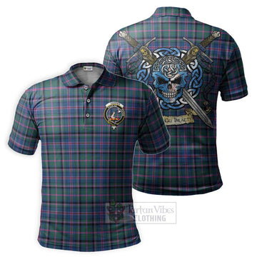 Cooper Tartan Polo Shirt with Family Crest Celtic Skull Style