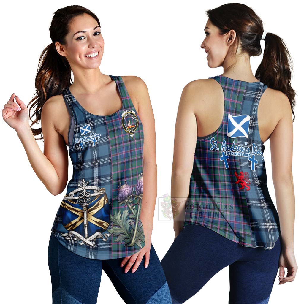 Tartan Vibes Clothing Cooper Tartan Women's Racerback Tanks Happy St. Andrew's Day Half Tartan Style