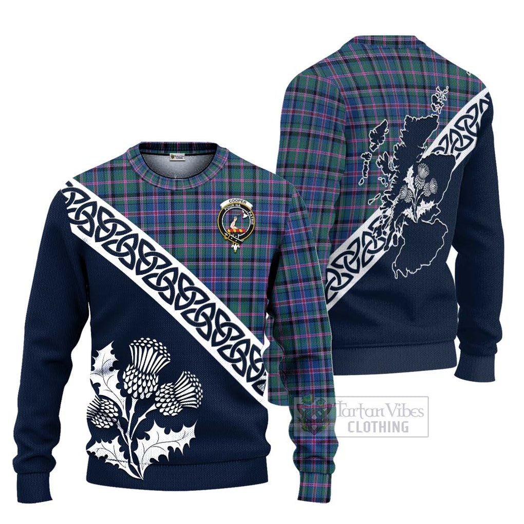 Tartan Vibes Clothing Cooper Tartan Knitted Sweater Featuring Thistle and Scotland Map