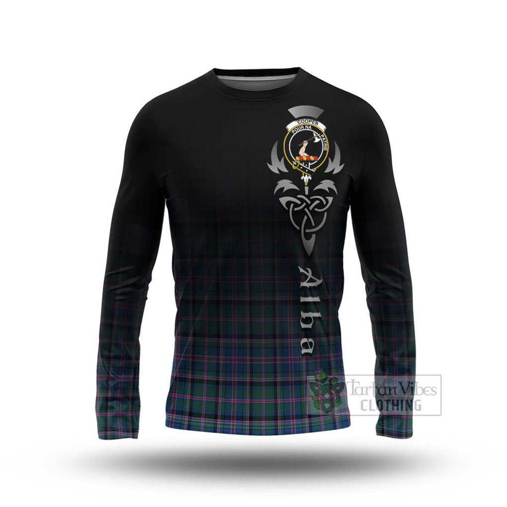 Tartan Vibes Clothing Cooper Tartan Long Sleeve T-Shirt Featuring Alba Gu Brath Family Crest Celtic Inspired