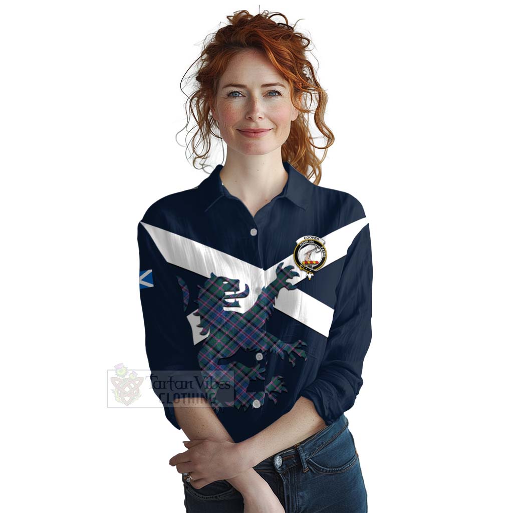 Tartan Vibes Clothing Cooper Tartan Lion Rampant Women's Casual Shirt Proudly Display Your Heritage with Alba Gu Brath and Clan Name