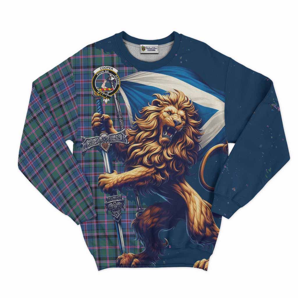 Tartan Vibes Clothing Cooper Tartan Family Crest Sweatshirt with Scottish Majestic Lion