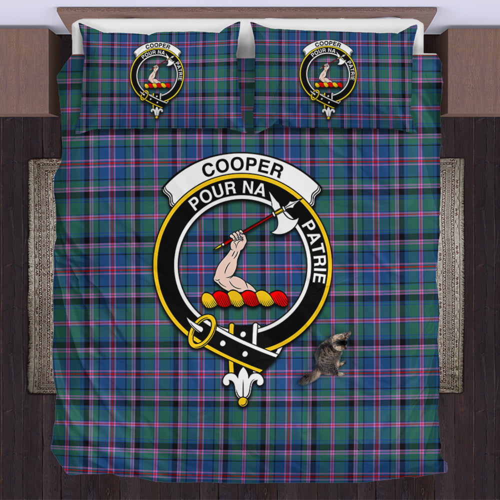 Cooper Tartan Bedding Set with Family Crest US Bedding Set - Tartan Vibes Clothing