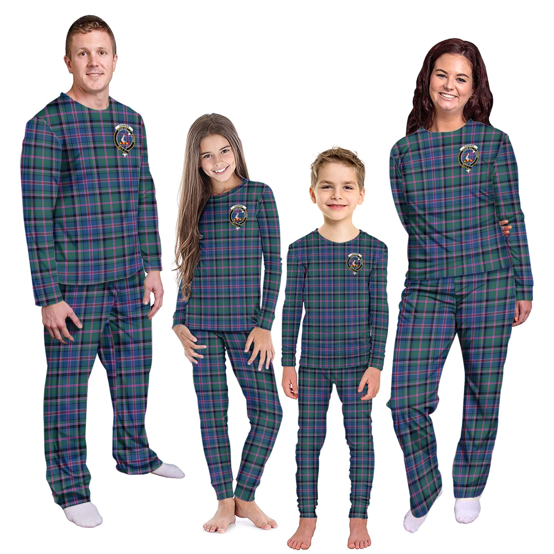 Cooper Tartan Pajamas Family Set with Family Crest Kid - Tartan Vibes Clothing