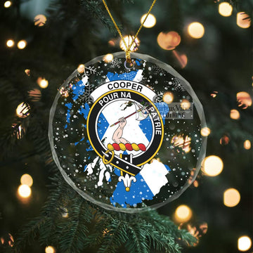 Cooper Clan Crest Christmas Glass Ornament with Scotland Map